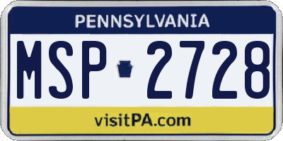 PA license plate MSP2728