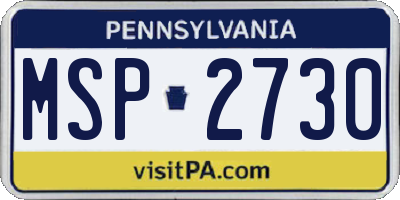 PA license plate MSP2730