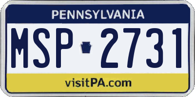 PA license plate MSP2731