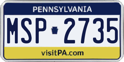 PA license plate MSP2735