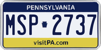 PA license plate MSP2737