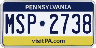 PA license plate MSP2738