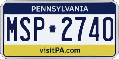 PA license plate MSP2740