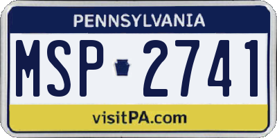 PA license plate MSP2741