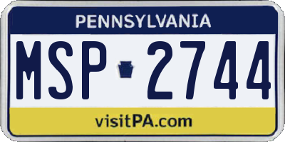 PA license plate MSP2744