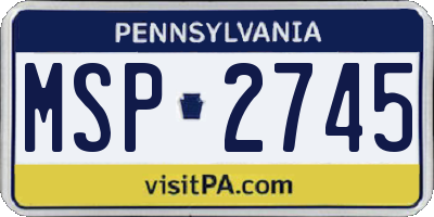PA license plate MSP2745