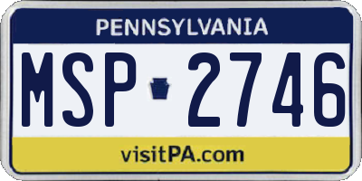 PA license plate MSP2746