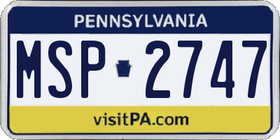 PA license plate MSP2747