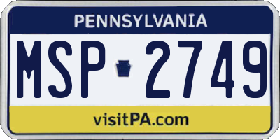 PA license plate MSP2749