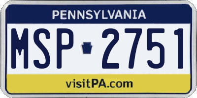 PA license plate MSP2751