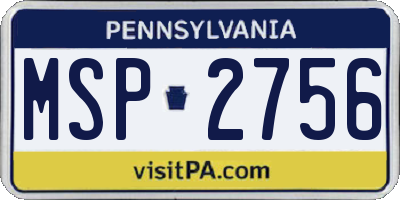 PA license plate MSP2756