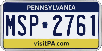 PA license plate MSP2761