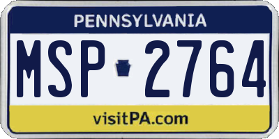 PA license plate MSP2764