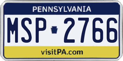 PA license plate MSP2766