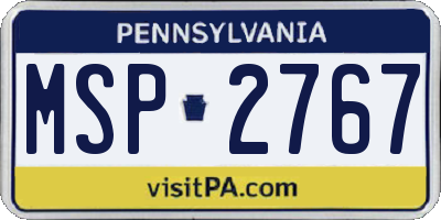 PA license plate MSP2767