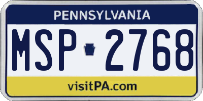 PA license plate MSP2768