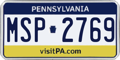 PA license plate MSP2769