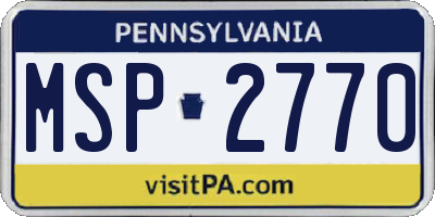 PA license plate MSP2770