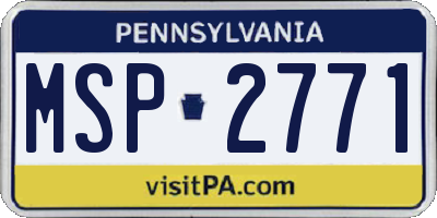 PA license plate MSP2771