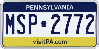 PA license plate MSP2772