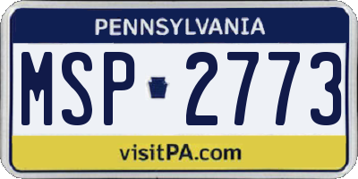 PA license plate MSP2773