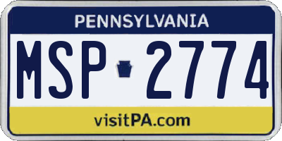 PA license plate MSP2774