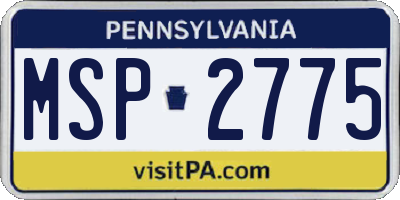 PA license plate MSP2775