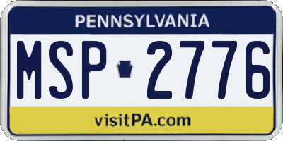 PA license plate MSP2776