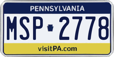 PA license plate MSP2778