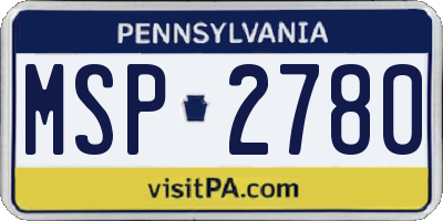 PA license plate MSP2780