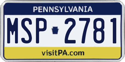 PA license plate MSP2781