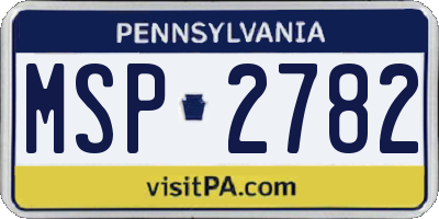 PA license plate MSP2782