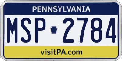 PA license plate MSP2784