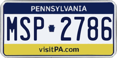 PA license plate MSP2786