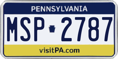 PA license plate MSP2787