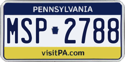 PA license plate MSP2788