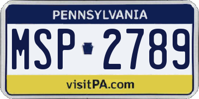 PA license plate MSP2789