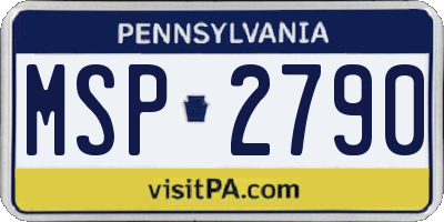 PA license plate MSP2790