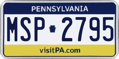 PA license plate MSP2795
