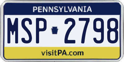 PA license plate MSP2798