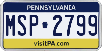 PA license plate MSP2799