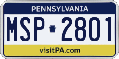 PA license plate MSP2801