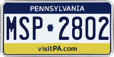 PA license plate MSP2802