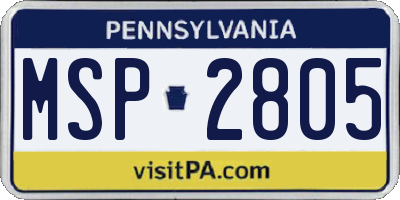 PA license plate MSP2805