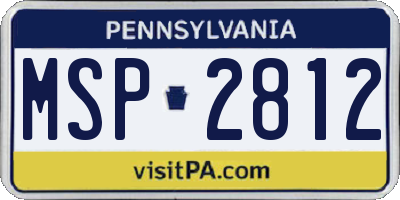 PA license plate MSP2812