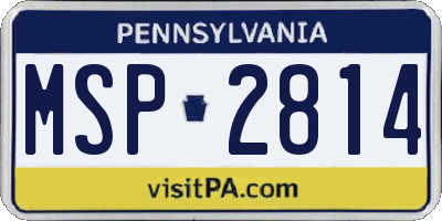 PA license plate MSP2814