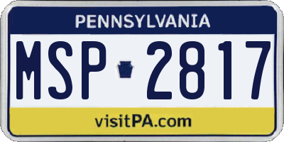 PA license plate MSP2817
