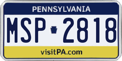 PA license plate MSP2818