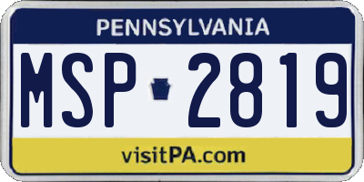PA license plate MSP2819