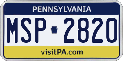 PA license plate MSP2820